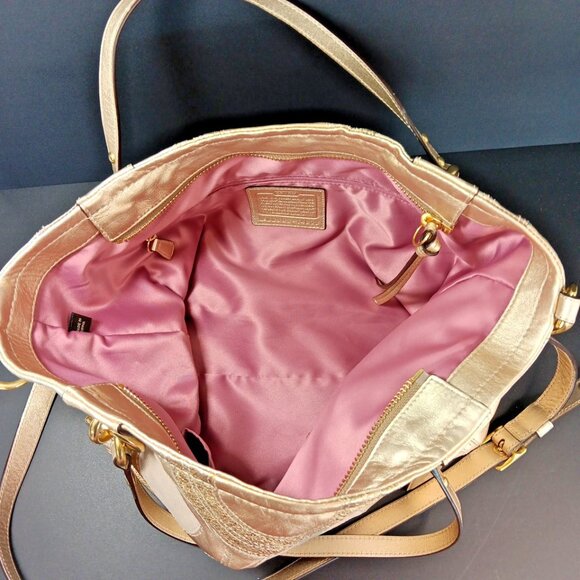 Authenticated Coach Purse Handbag Shoulder M0993-14833 Inlaid Art 09 Vintage CN - Picture 6 of 16